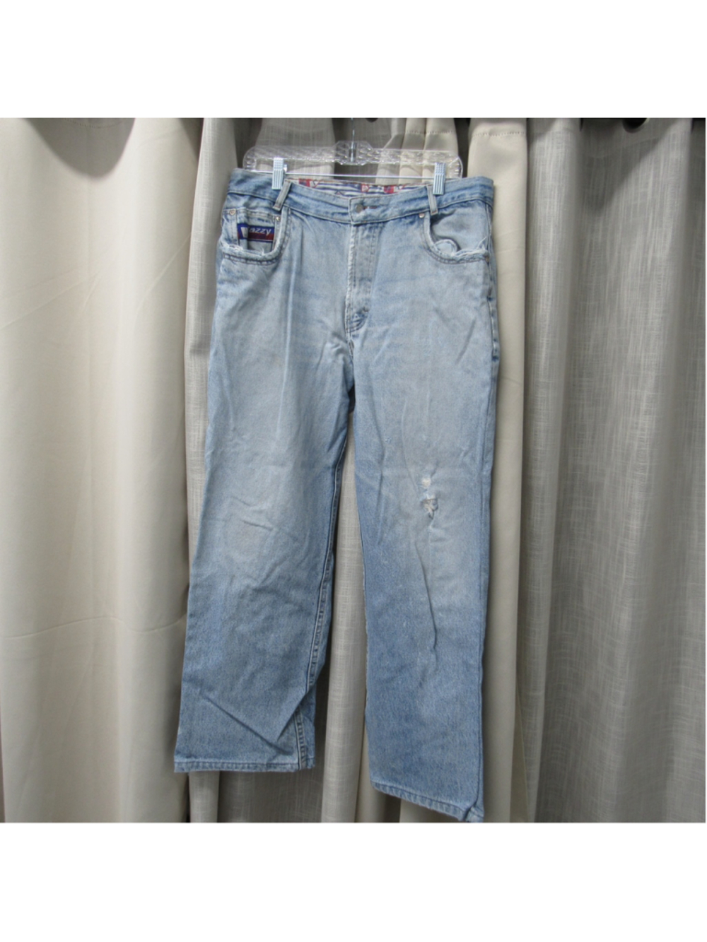 Vintage 80s 90s Razzy Jeans Baggy Straight Leg Denim Pants Distressed Size 36